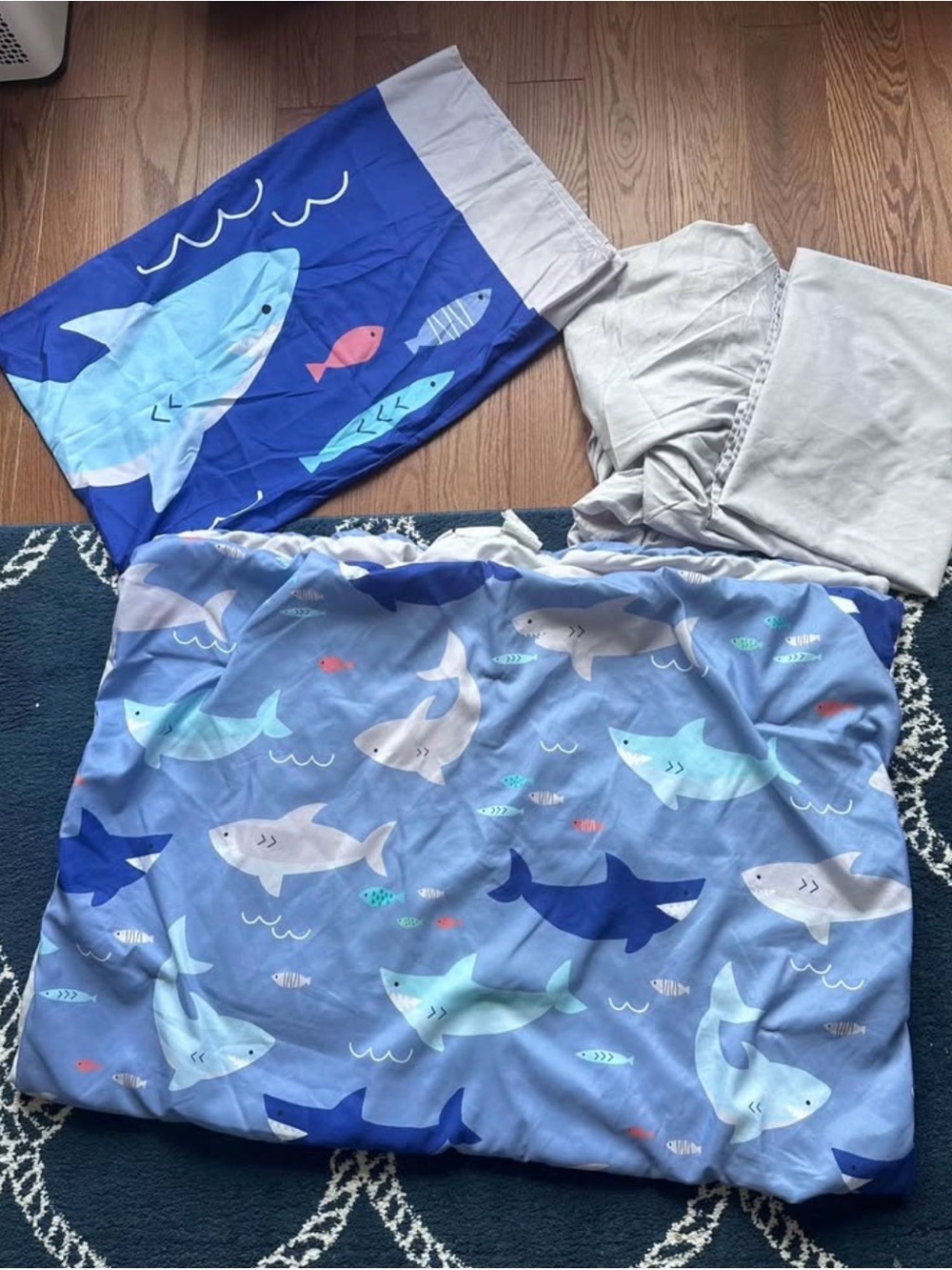 Kids Shark Print Toddler Bedding Set
